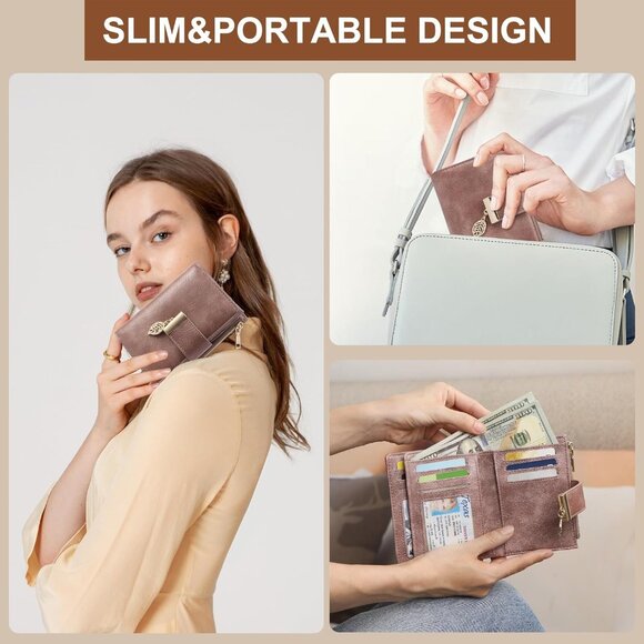 Pink Leather Women's RFID-Blocking Trifold Wallet Compact & Stylish - Picture 6 of 6